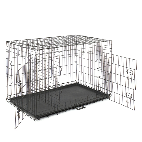 48寸 铁 可折叠 带分隔栏 塑料托盘 黑色 猫狗笼 N001-4