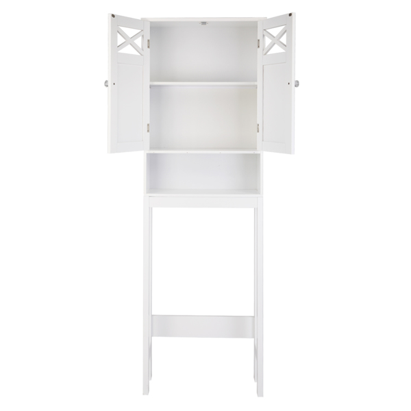  白色 油漆面密度板 三胺贴面刨花板 双门 带叉造型  马桶柜 浴室立柜 N201（门把手随机）-17