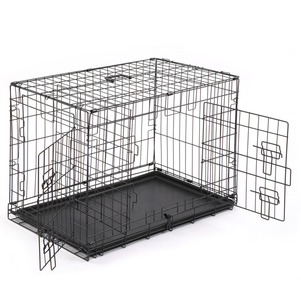  30寸 铁 可折叠 带分隔栏 塑料托盘 黑色 猫狗笼 N001-5