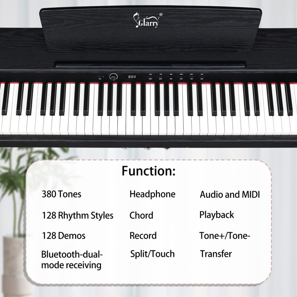 【AM不售卖】Glarry GDP-105/8816A 88键标准重锤键盘 立式 黑色 电钢琴-9