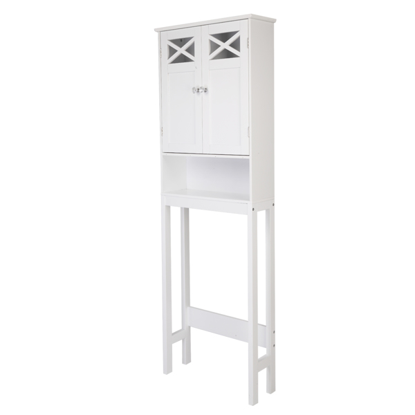  白色 油漆面密度板 三胺贴面刨花板 双门 带叉造型  马桶柜 浴室立柜 N201（门把手随机）-16