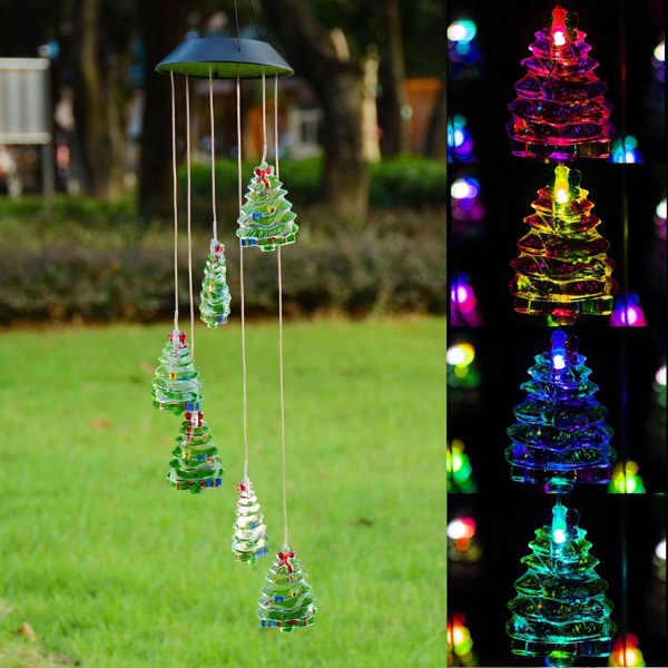 圣诞树太阳能 LED 风铃户外装饰-1
