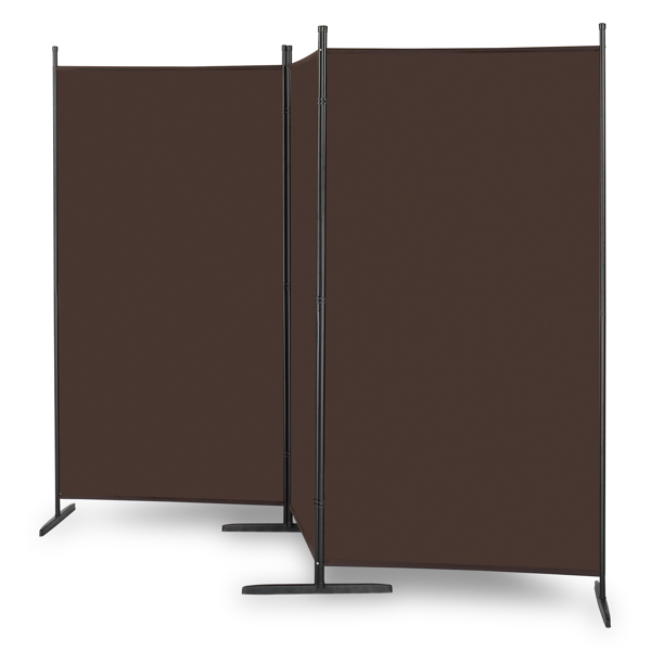  6FT 棕色 三折 130g涤纶布 塑料脚 不锈钢边框 可折叠 屏风 英国-1