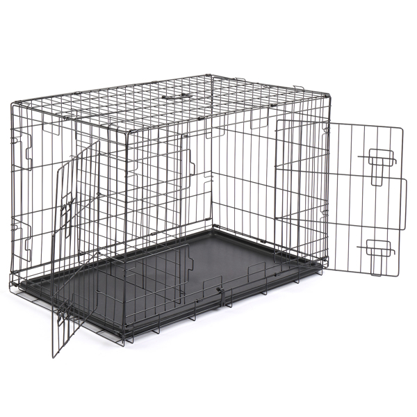 36寸 铁 可折叠 带分隔栏 塑料托盘 黑色 猫狗笼 N001-17