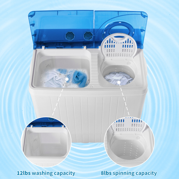  美规 XPB65-2288S 26lbs（18lbs 8lbs） 洗衣机 110V 110V,420W 双桶 带排水泵 仪表盖板条 塑料 蓝色盖板 带白色圆环 半自动-25