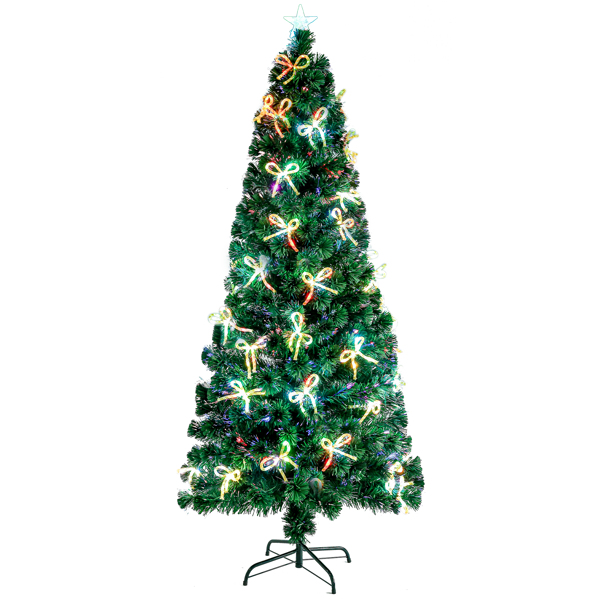 6.5英寸光纤圣诞树带蝴蝶结彩灯260头-1