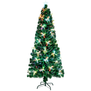 6.5英寸光纤圣诞树带蝴蝶结彩灯260头