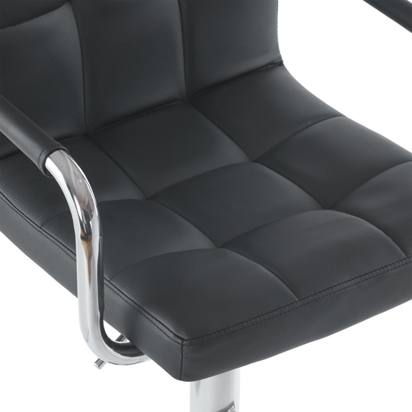  2pcs 高款配圆盘60-80cm带扶手 钢管 PU革 吧椅 靠背六格设计 黑色 N201-16