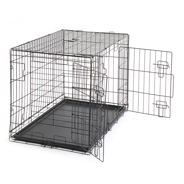  36寸 铁 可折叠 带分隔栏 塑料托盘 黑色 猫狗笼 N001-4