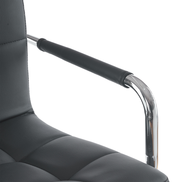 2pcs 高款配圆盘60-80cm带扶手 钢管 PU革 吧椅 靠背六格设计 黑色 N201-14
