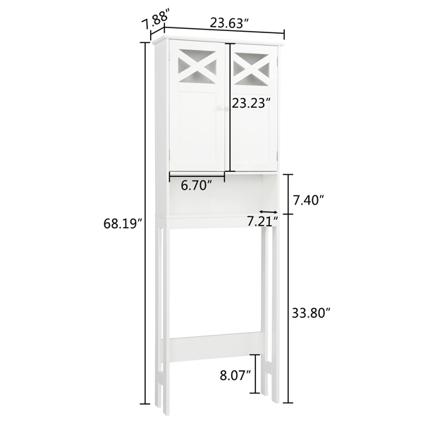  白色 油漆面密度板 三胺贴面刨花板 双门 带叉造型  马桶柜 浴室立柜 N201（门把手随机）-77