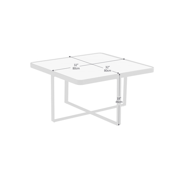 极简主义方形咖啡桌，黑色金属框架与岩板桌面-20