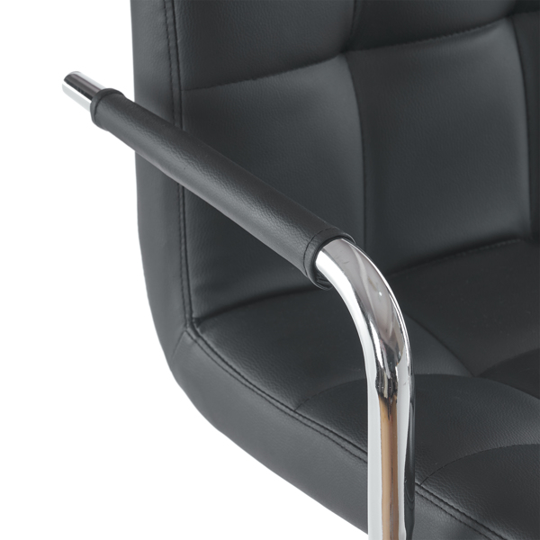  2pcs 高款配圆盘60-80cm带扶手 钢管 PU革 吧椅 靠背六格设计 黑色 N201-15