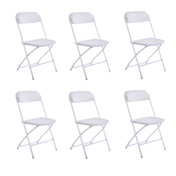 6pcs 注塑经典款 白色 XN 庭院塑料折叠椅 N001