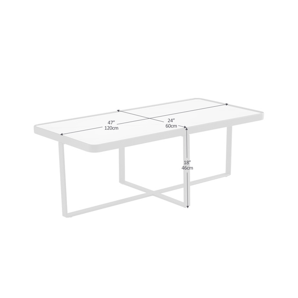 极简主义矩形咖啡桌，黑色金属框架与岩板桌面 防火防刮-10