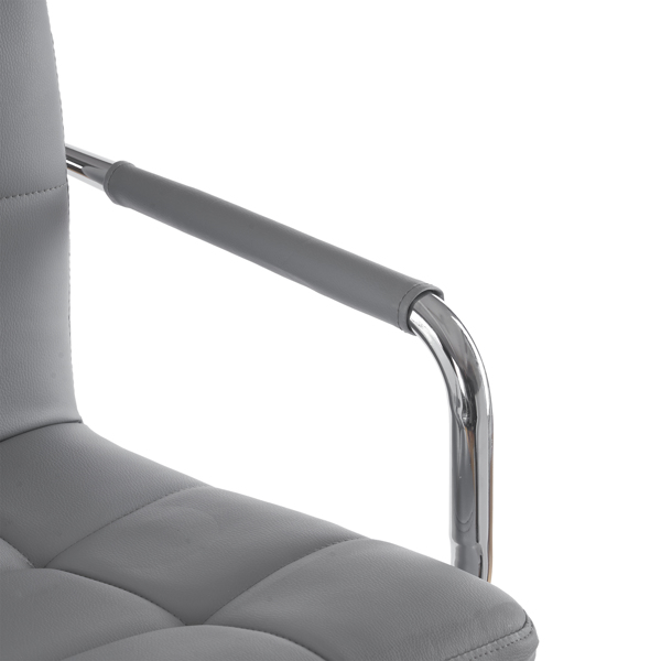  2pcs 高款配圆盘60-80cm带扶手 钢管 PU革 吧椅 靠背六格设计 灰色 N201-4