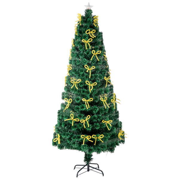 7.5英寸光纤圣诞树带蝴蝶结彩灯300头-7