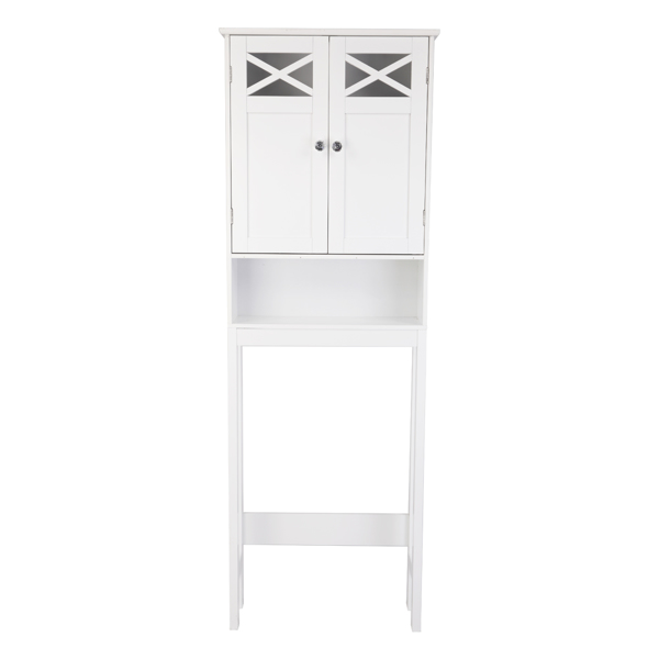  白色 油漆面密度板 三胺贴面刨花板 双门 带叉造型  马桶柜 浴室立柜 N201（门把手随机）-10