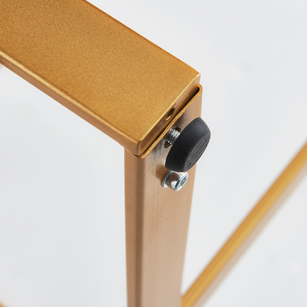 极简主义矩形咖啡桌，金色金属框架与钢化玻璃桌面-9