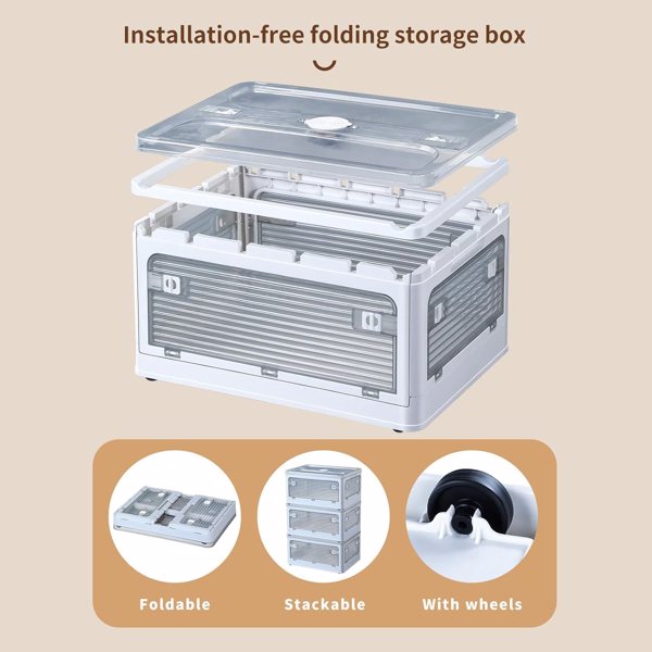  Joybos® 多功能可折叠透明收纳盒 40L （3个装）白色-3