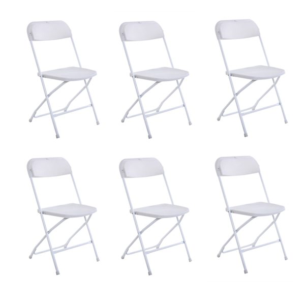  6pcs 注塑经典款 白色 XN 庭院塑料折叠椅 N001-1