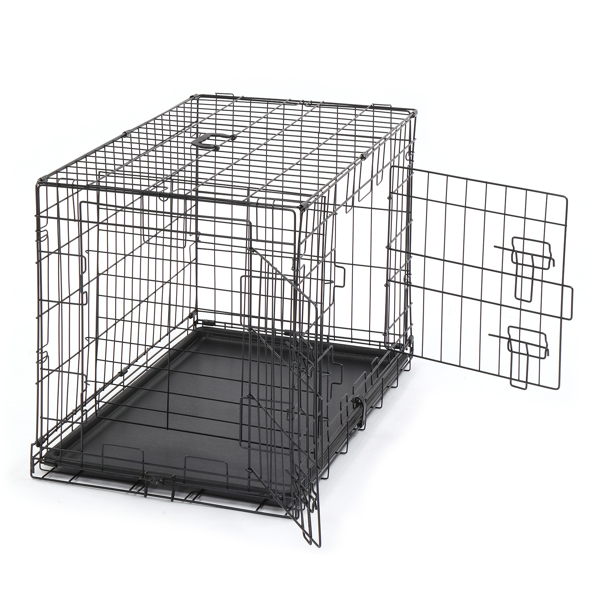  30寸 铁 可折叠 带分隔栏 塑料托盘 黑色 猫狗笼 N001-4