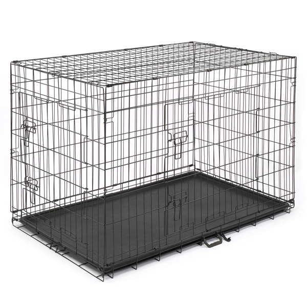  48寸 铁 可折叠 带分隔栏 塑料托盘 黑色 猫狗笼 N001-3