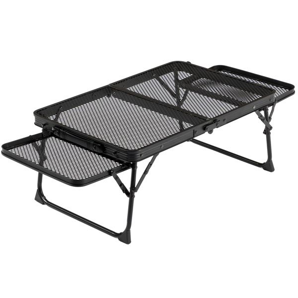  3ft 黑色 户外折叠桌 铝制框架 铁网格桌面 长方形 小号 两侧带边桌 N001-1
