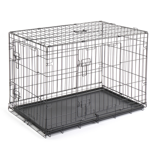 36寸 铁 可折叠 带分隔栏 塑料托盘 黑色 猫狗笼 N001-29