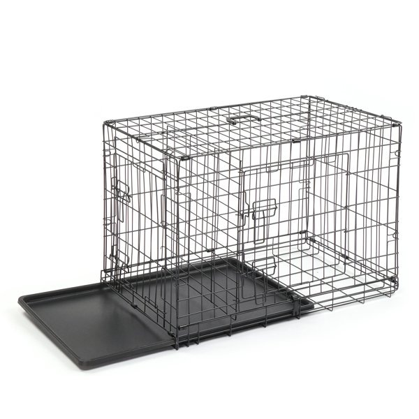  30寸 铁 可折叠 带分隔栏 塑料托盘 黑色 猫狗笼 N001-1