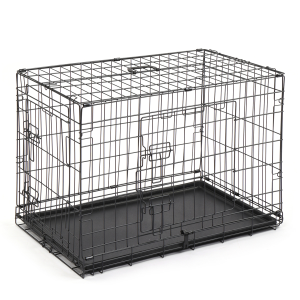  30寸 铁 可折叠 带分隔栏 塑料托盘 黑色 猫狗笼 N001-8
