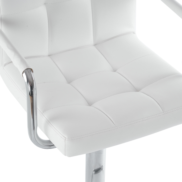 2pcs 高款配圆盘60-80cm带扶手 钢管 PU革 吧椅 靠背六格设计 白色 N201-16