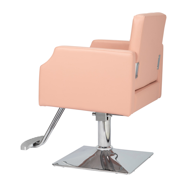  PVC皮革 铝合金脚踏 铆钉款 方形底盘高油泵 理发椅 150kg 粉色-2