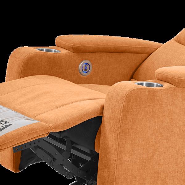 旋转摇椅沙发椅，带 USB 充电端口和杯架，适用于客厅、卧室，浅橙色-6