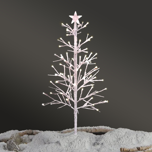  4ft 白色 80灯暖色 80枝头 顶部带星星 雪域冷杉造型 塑料材质 室内树灯 英规 S101-1