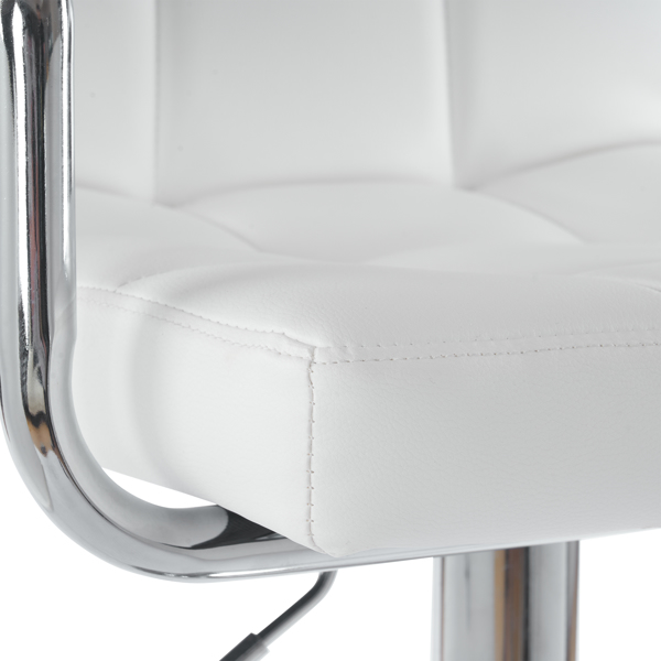  2pcs 高款配圆盘60-80cm带扶手 钢管 PU革 吧椅 靠背六格设计 白色 N201-5
