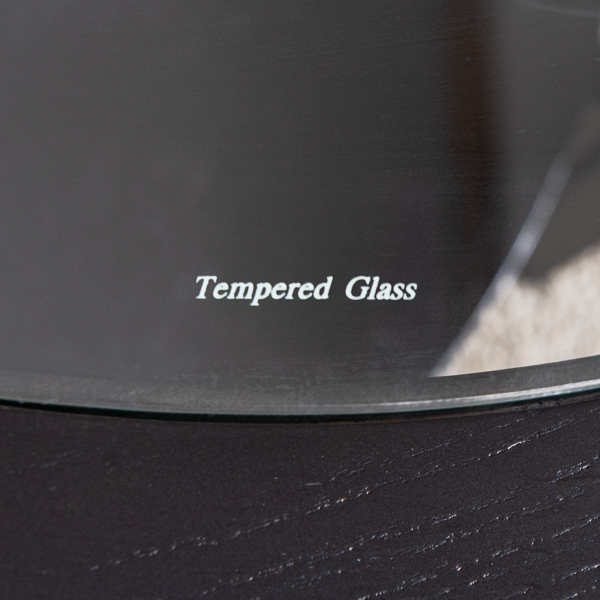 圆形玻璃顶实木储物咖啡桌，黑色-5