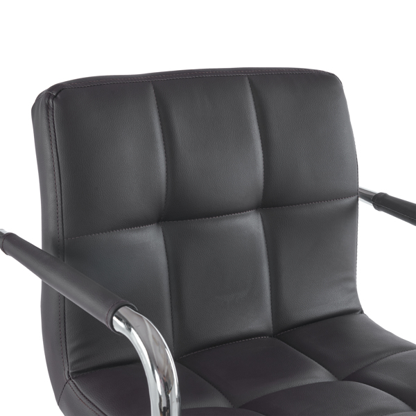  2pcs 高款配圆盘60-80cm带扶手 钢管 PU革 吧椅 靠背六格设计 咖啡色 N201-15