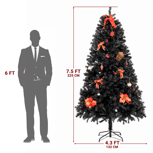  7.5ft 黑色 2500枝头 PVC材质 圣诞树 N101--替换编码：38059219-2