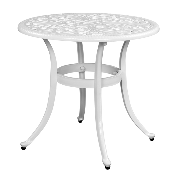  凤凰桌面 23.6inch 圆形 庭院铸铝桌 白色 N001-2