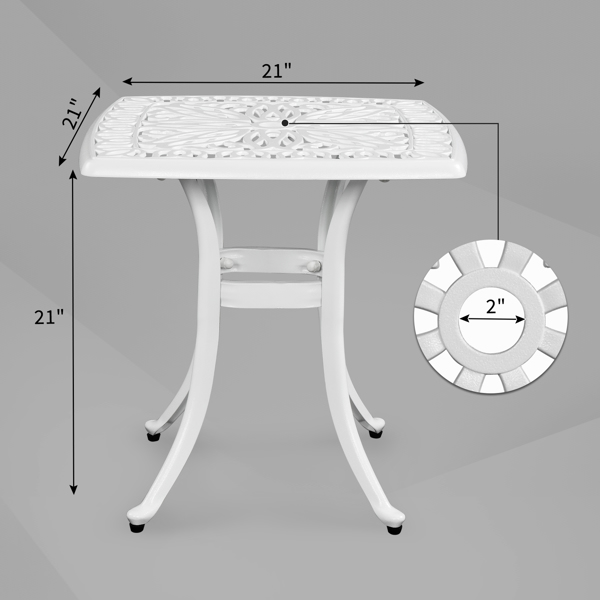  21.3inch 方形 庭院铸铝桌 白色 N001-19