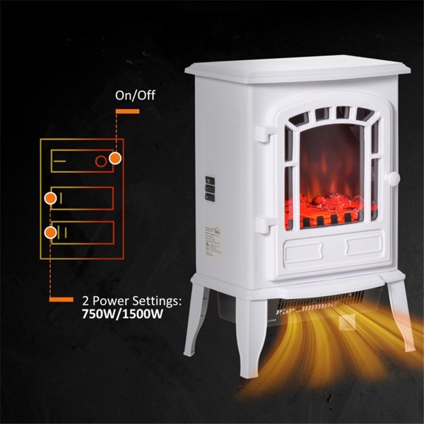750W / 1500W 22“电炉，独立式壁炉加热器-白色 （Swiship-发货）（WalMart禁售）-4