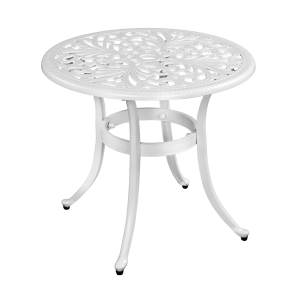  凤凰桌面 23.6inch 圆形 庭院铸铝桌 白色 N001-1