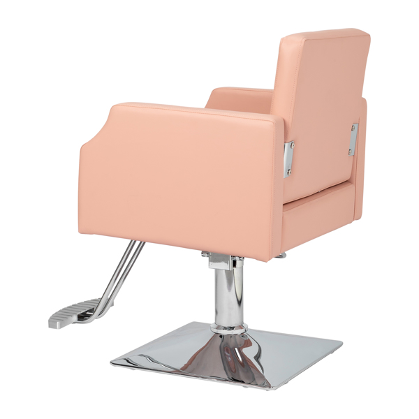  PVC皮革 铝合金脚踏 铆钉款 方形底盘高油泵 理发椅 150kg 粉色-8