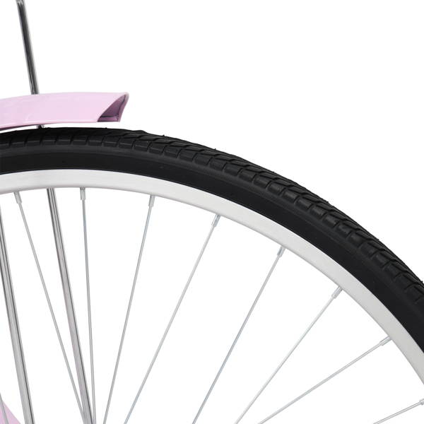  高碳钢 26in 粉色 通勤自行车 V刹 7速 150kg N002-36