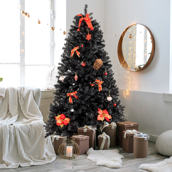  7.5ft 黑色 2500枝头 PVC材质 圣诞树 N101--替换编码：38059219-1
