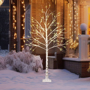 4ft 白色 48灯暖色 48枝头 白桦树造型 塑料材质 室内树灯 英规 S101