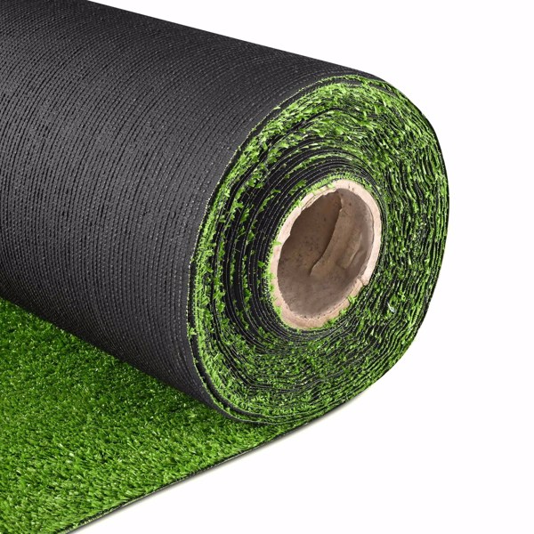 逼真的合成人造草垫 3 英尺 x 33 英尺，草叶高度为 3/8"，室内室外花园草坪景观草坪，适用于宠物、游泳池、花园、学校，带排水装置的仿草地毯（周末不发货，请谨慎下单）-4
