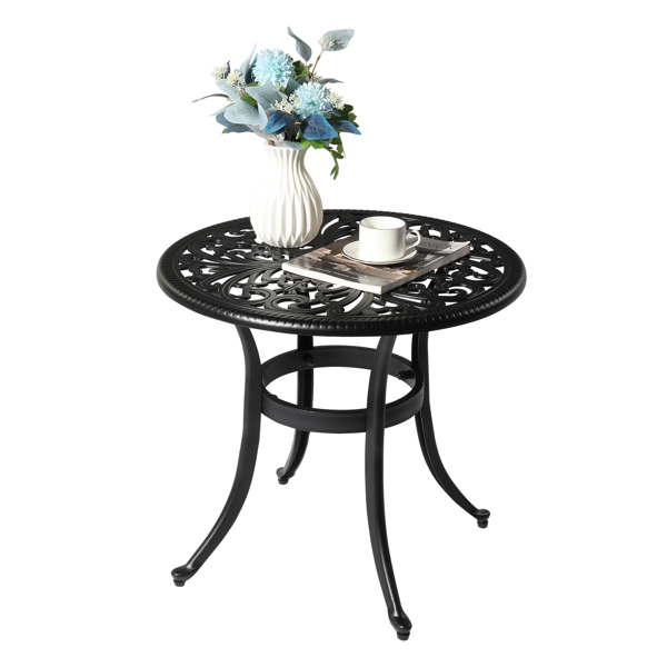  凤凰桌面 23.6inch 圆形 庭院铸铝桌 黑色 N001-4