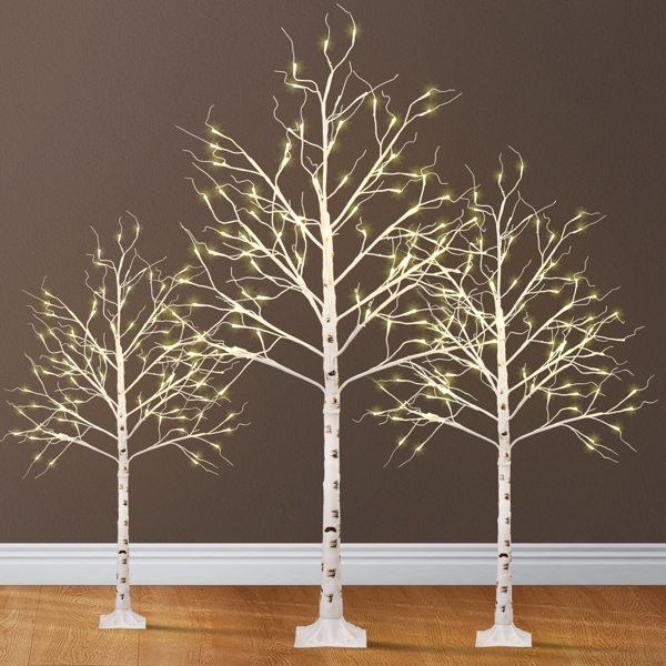  4ft 白色 48灯暖色 48枝头 白桦树造型 塑料材质 室内树灯 英规 S101-8